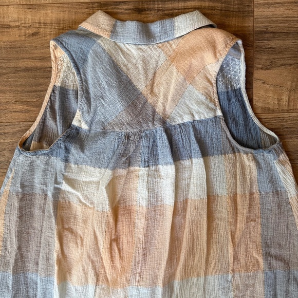 EUC - Anthropologie Holding Horses Plaid Midi Button Up Tank Top 2 - Picture 5 of 8
